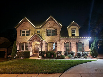Warm white roofline lights